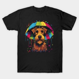 Airedale Terrier Rainy Day With Umbrella T-Shirt